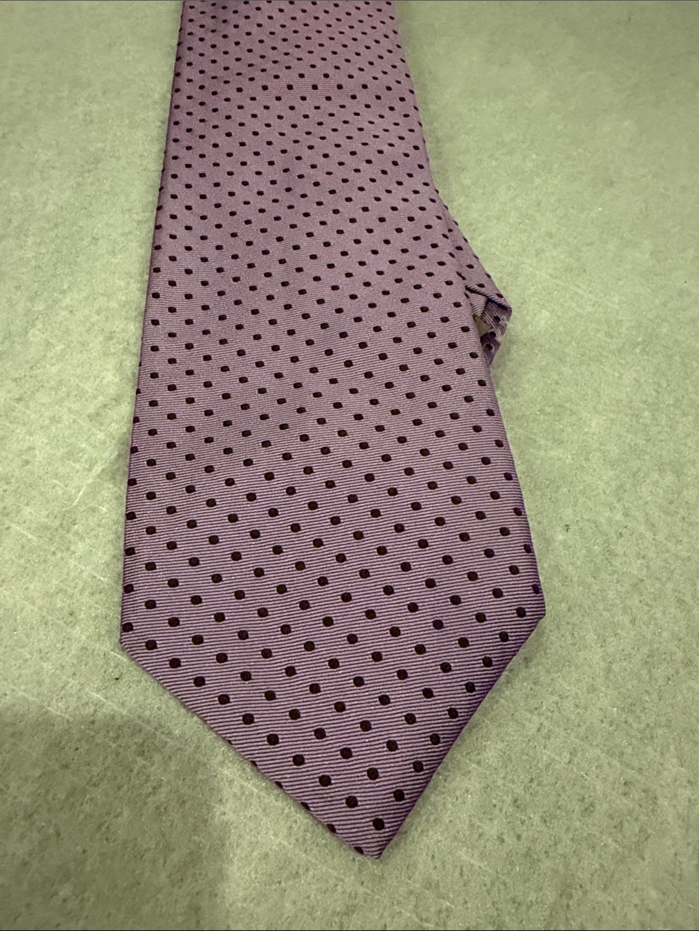 Luciano Barbera Lavender Tie with Black Polka Dots
